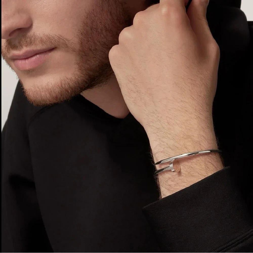 NEW Nail Cuff Bangle Bracelet in Silver - Picture 8 of 9